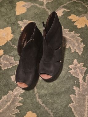 Dansko Black Peep-Toe Cutout Ankle Heels